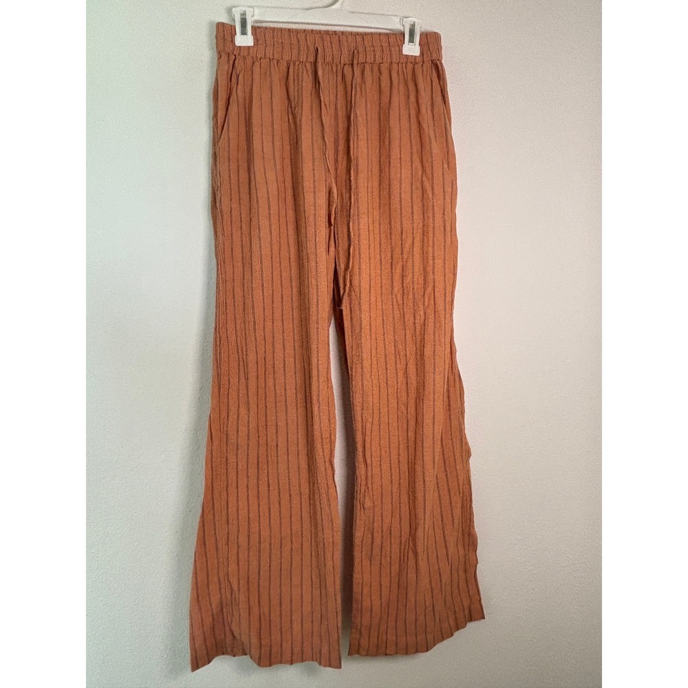 Cotton On Womens Orange Pinstripe Wide Leg Drawstring Pants Size 8 US 12 AU